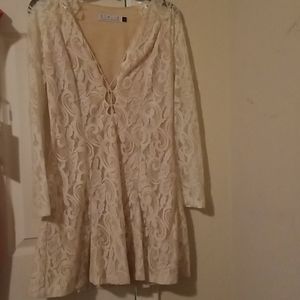 Cream lace long sleeve dress